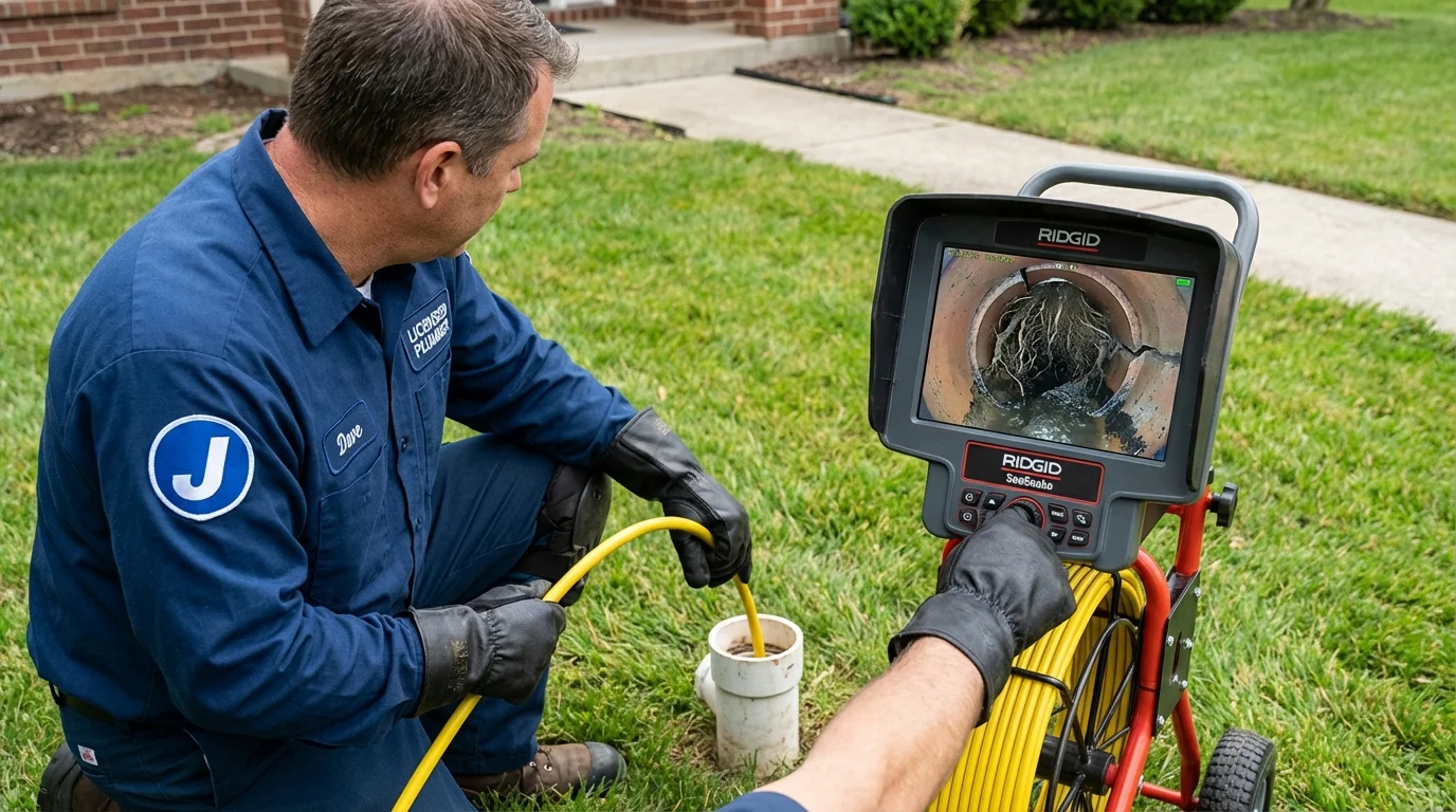 Sewer camera inspection being performed by Johns Plumbing LLC in Leesville