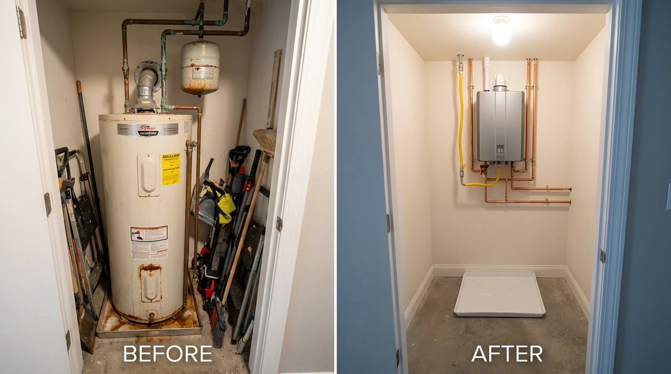 Tank water heater versus wall-mounted tankless unit comparison for Leesville, SC homeowners