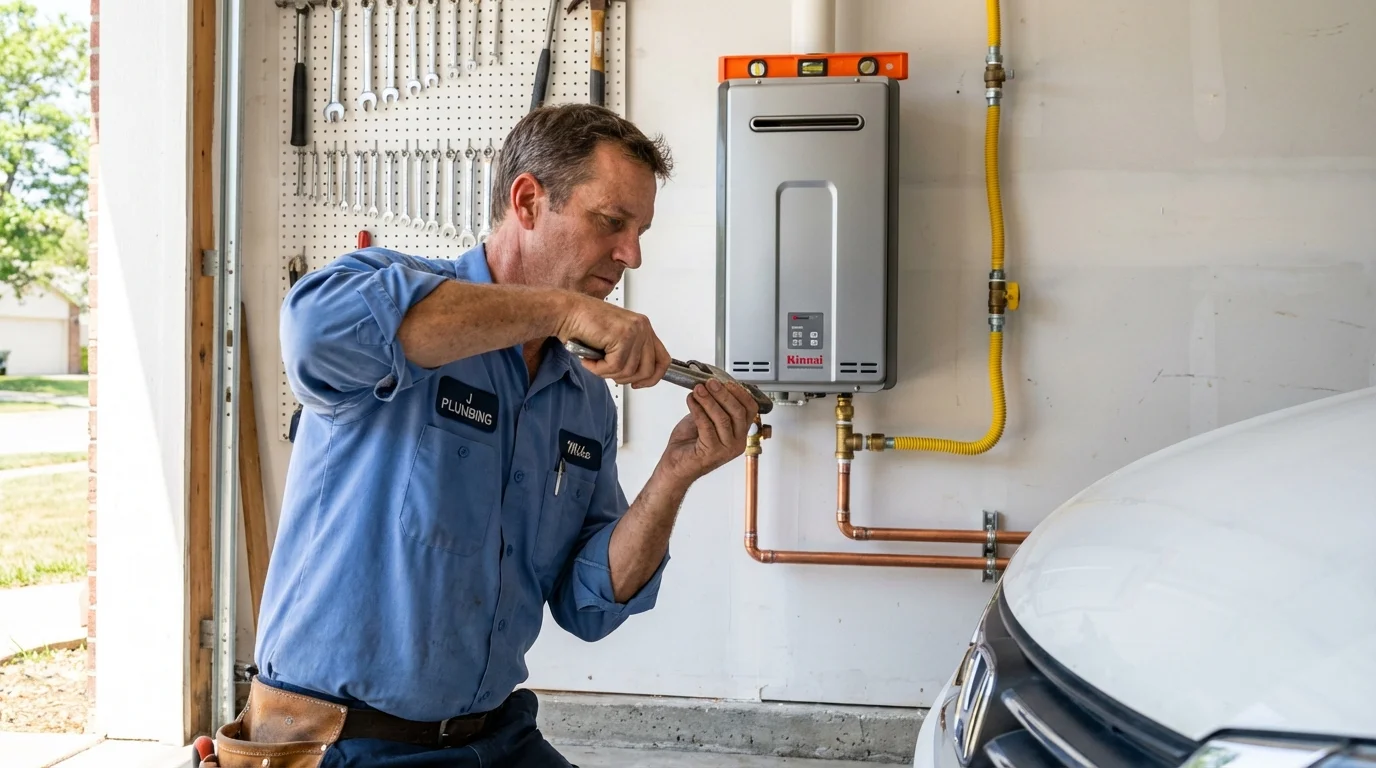 Tankless water heater installation by a Johns Plumbing LLC plumber in Leesville